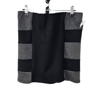 Myell Womens Bodycon Mini Skirt, Colour Block, Stripe, Grey, Black, Size M, NWT